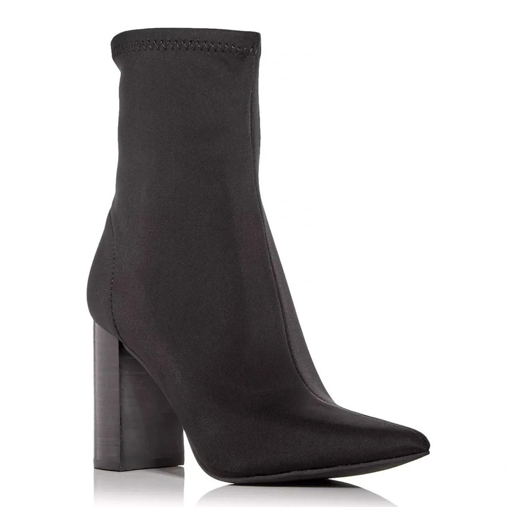 JEFFREY CAMPBELL Women's Siren Stretch Pointed Toe Booties Black Zipper Boots